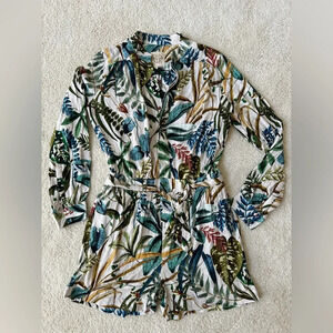 NWT chaser small tropical shorts romper long sleeves